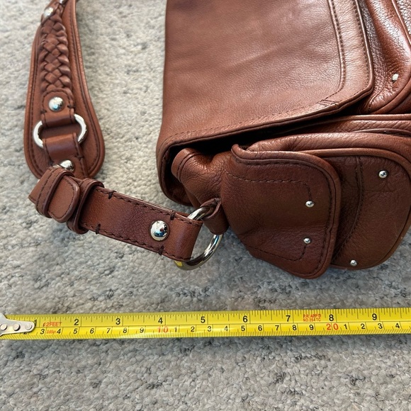 Banana Republic leather saddle bag vintage y2K in excellent condition! Braided n - Picture 5 of 13